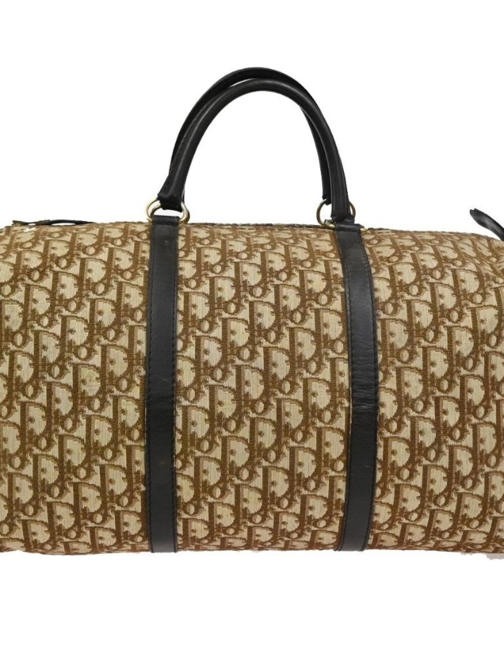 CHRISTIAN DIOR Logo Trotter Pattern Hand Bag Canvas Leather Brown France 86SA052